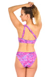 Women's Swimwear Mermaid Themed Asymmetric Crop Top and Briefs by Fancy Beach